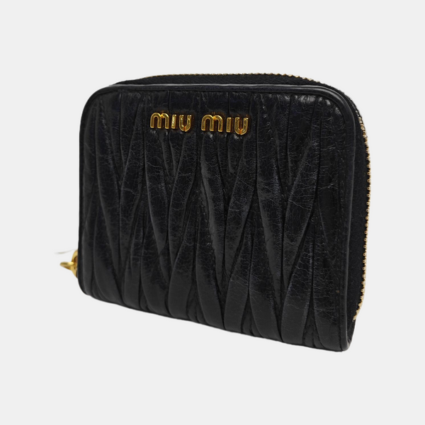 Quilted Lambskin Card Holder Black