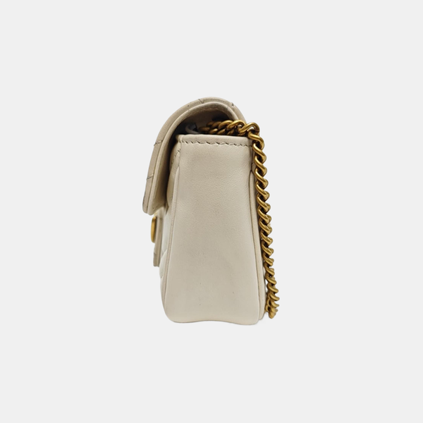 GG Marmont Mini Quilted Calfskin White