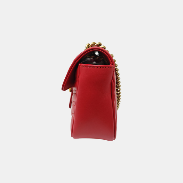 GG Marmont Small Quilted Calfskin Red