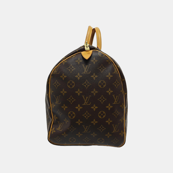KEEPALL 50 Monogram Coated Canvas Brown
