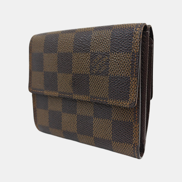 ELISE Damier Ebene Coated Canvas Brown Wallet