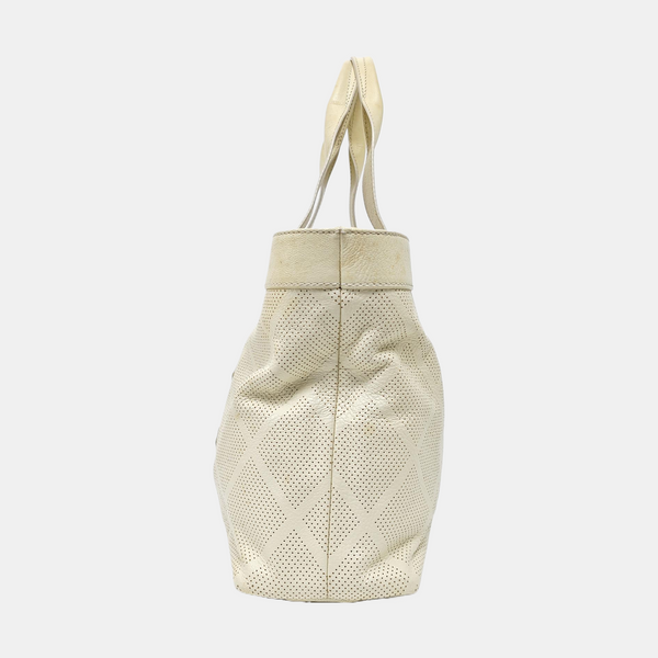 Quilted Lambskin Tote Bag White