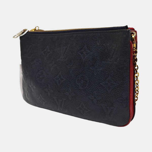 DOUBLE ZIP Monogram Calfskin Blue