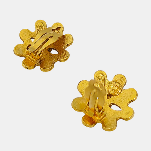 Vintage Metal Gold Clip On Earrings