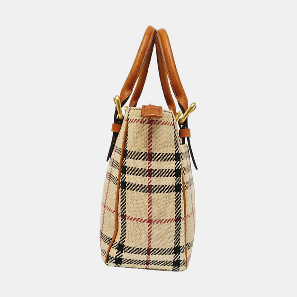 Fabric Top Handle Bag Brown