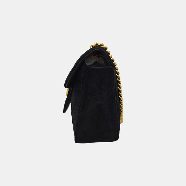 GG Marmont Medium Quilted Velvet Black