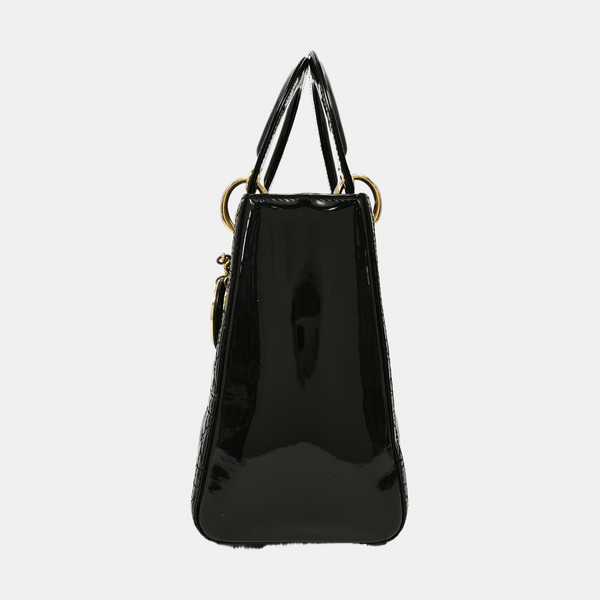 Lady Dior Medium Cannage Patent Leather Black