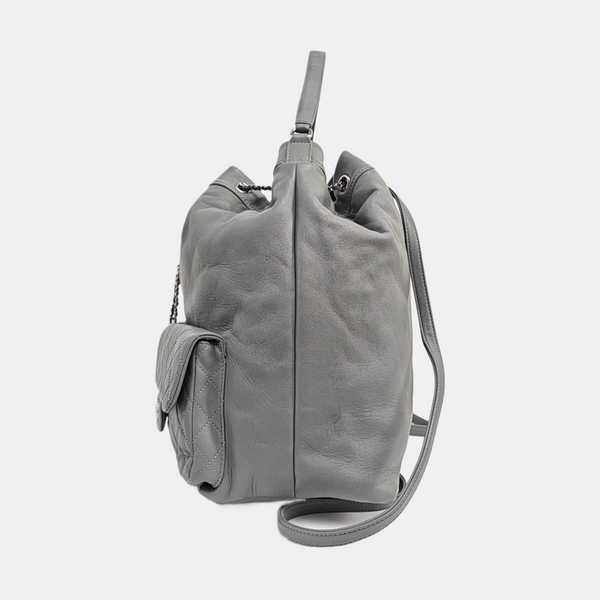 Quilted Calfskin Backpack Gray