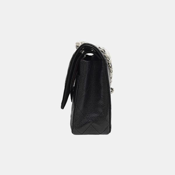 CLASSIC FLAP Medium Quilted Grained Calfskin Black
