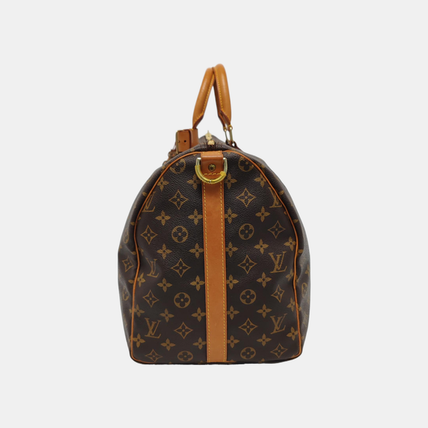 KEEPALL 50 Monogram Coated Canvas Brown