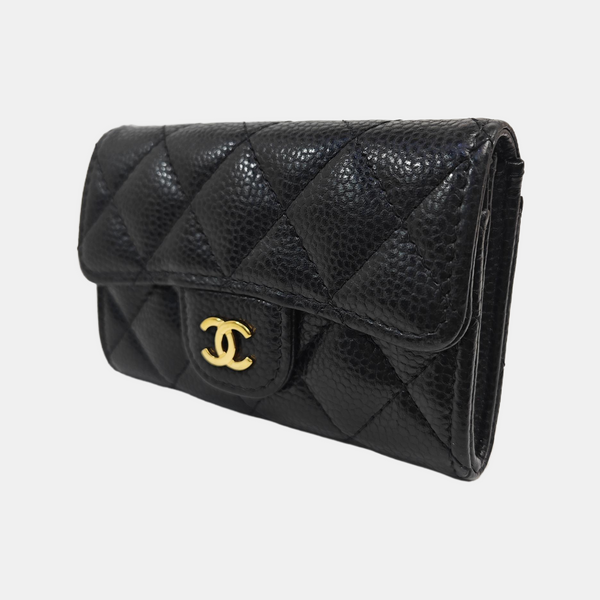 CLASSIC FLAP Quilted Grained Calfskin Black Wallet