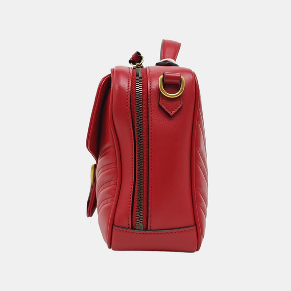 GG Marmont Medium Quilted Calfskin Red