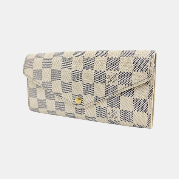 SARAH Damier Azur Coated Canvas White Wallet
