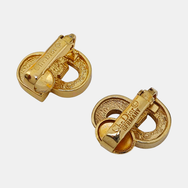 Petit CD Metal Gold Clip On Earrings