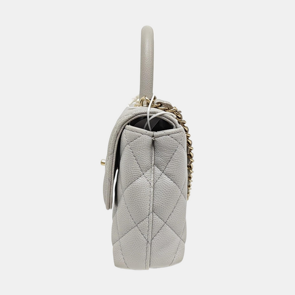 COCO HANDLE Mini Quilted Grained Calfskin Gray