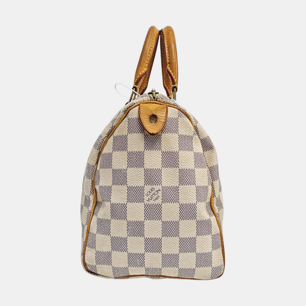 SPEEDY 25 Damier Azur Coated Canvas White