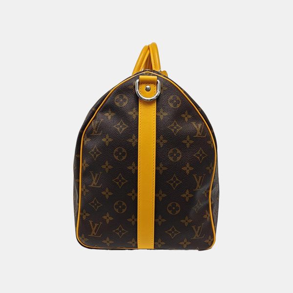 KEEPALL 50 Monogram Coated Canvas Brown