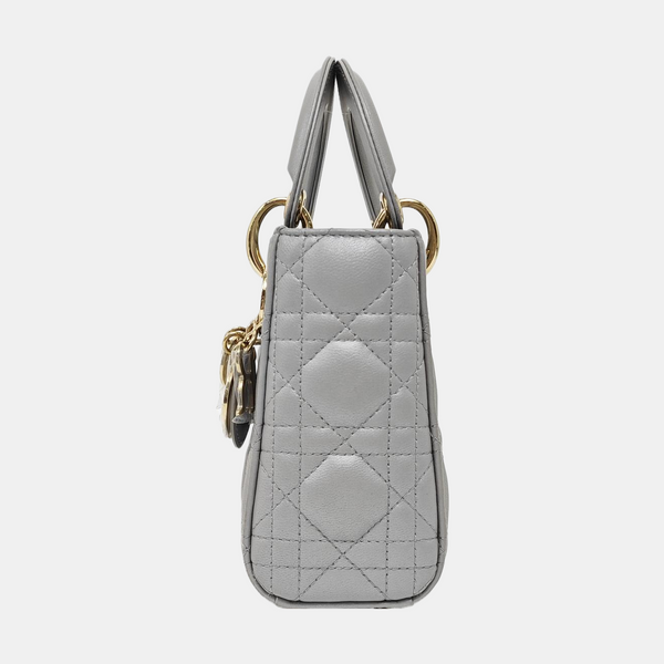 Lady Dior Mini Cannage Lambskin Gray