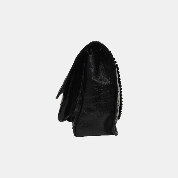 NIKI Medium Chevron Calfskin Black