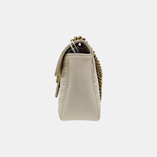 GG Marmont Medium Quilted Calfskin White