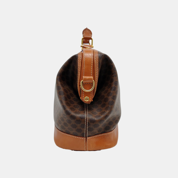Coated Canvas Top Handle Bag Brown