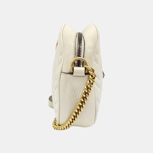 Authenticated pre-owned GG Marmont Mini Quilted Calfskin White - Shoulder Bag at Looply