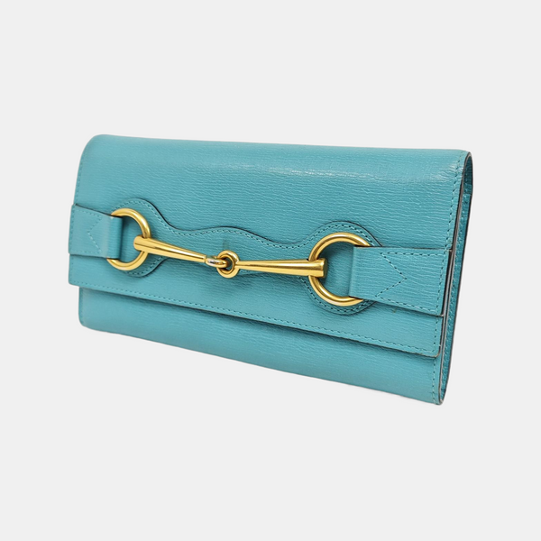 Bright Bit Calfskin Blue Wallet