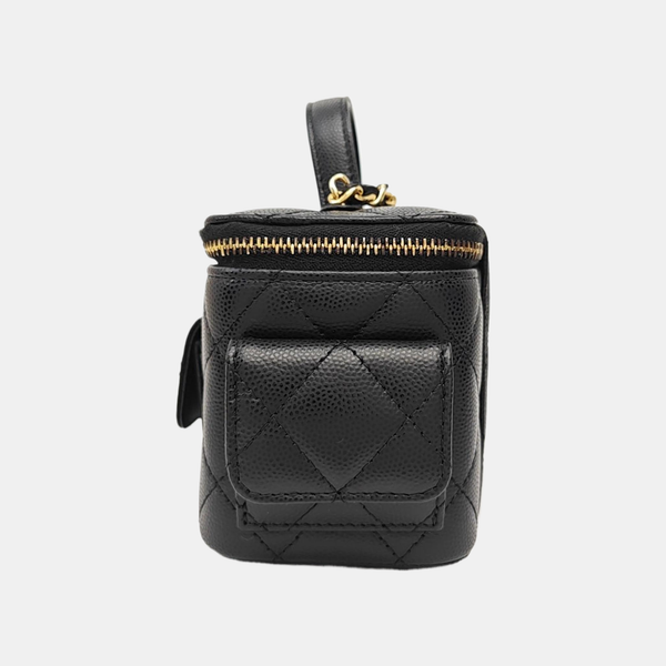 Cargo Small Quilted Grained Calfskin Black