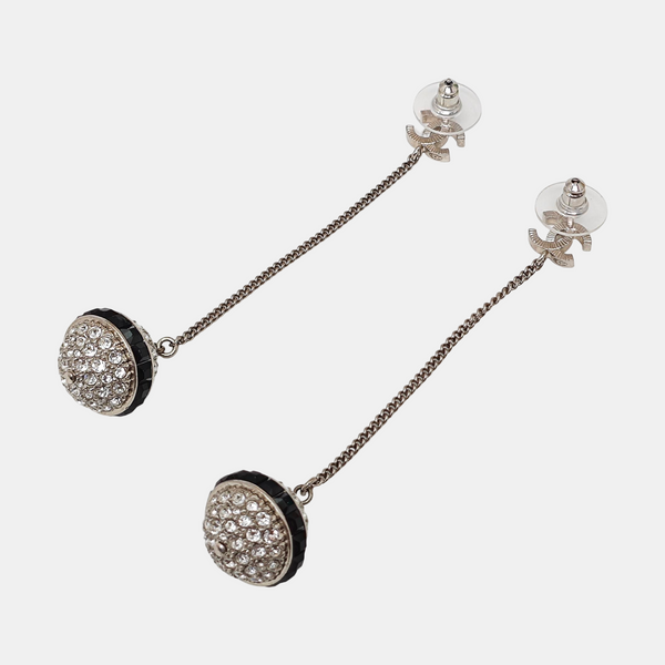 CC Logo Metal Silver Stud Earrings