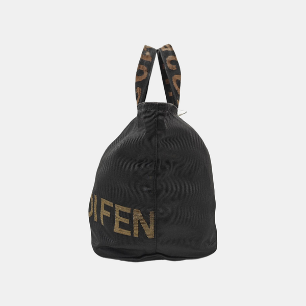 Coated Canvas Top Handle Bag Black