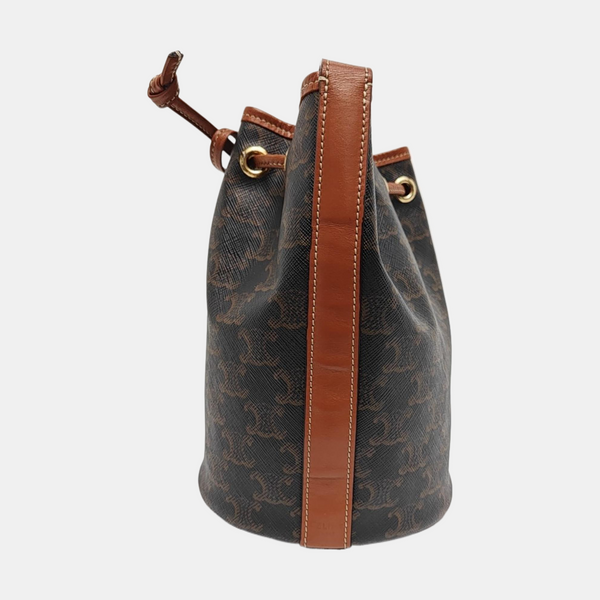 Authenticated pre-owned TRIOMPHE CANVAS Small Coated Canvas Brown - Bucket Bag at Looply