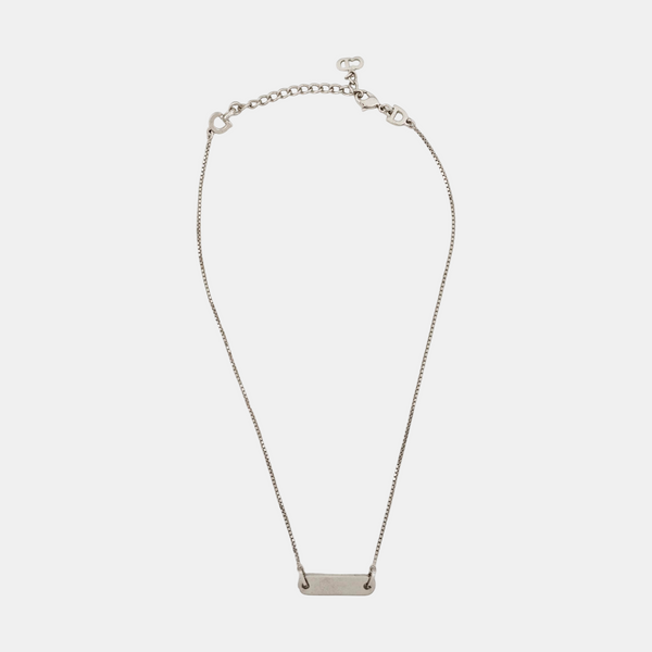 Dog Tag Metal Silver Necklace