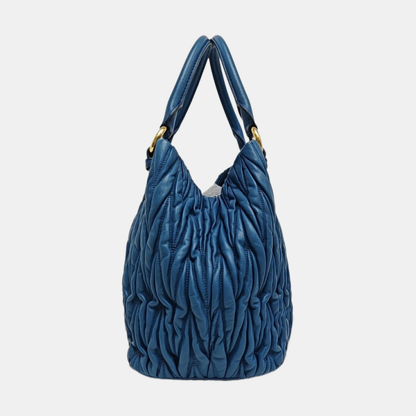 Quilted Lambskin Tote Bag Blue