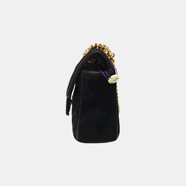 GG Marmont Small Quilted Velvet Black