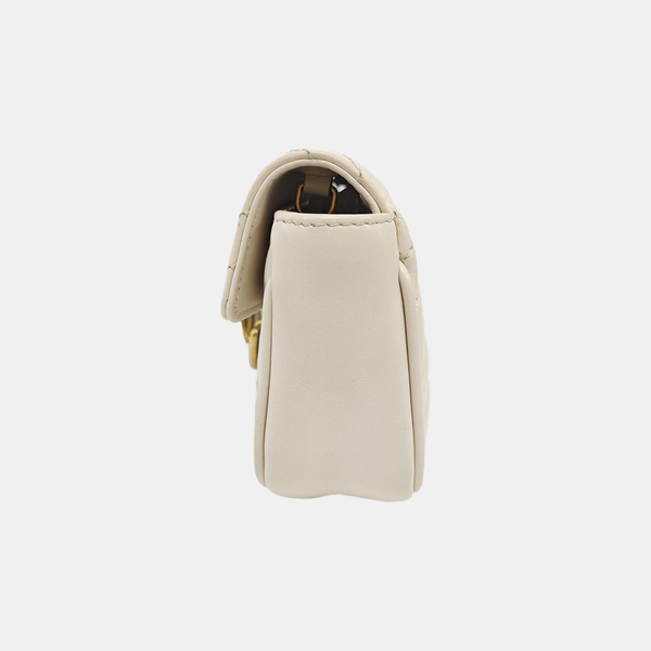 GG Marmont Mini Quilted Calfskin White