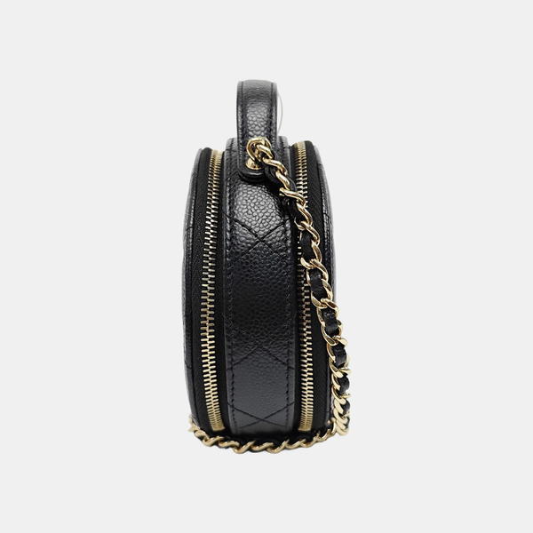 ROUND Quilted Grained Calfskin Black