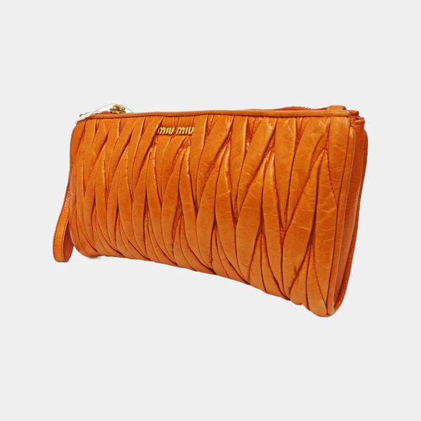 Quilted Lambskin Clutch Orange