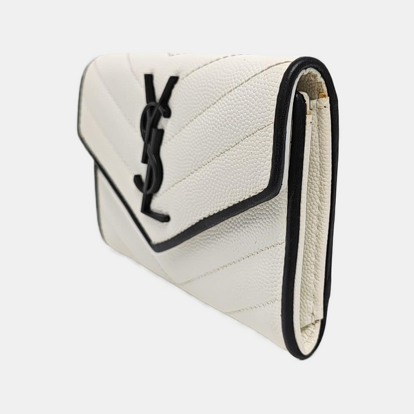 Chevron Calfskin Wallet White