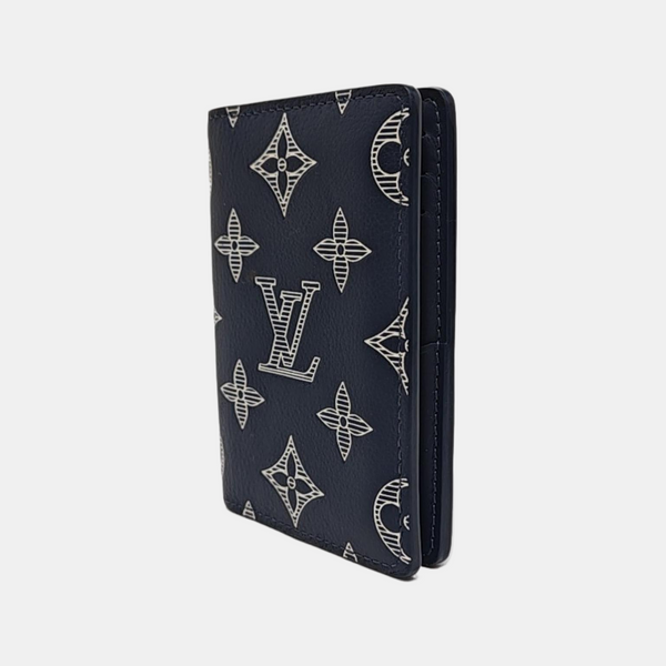 Monogram Calfskin Card Holder Blue