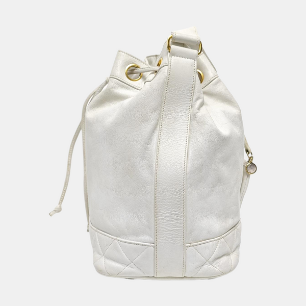 DRAWSTRING Quilted Calfskin White