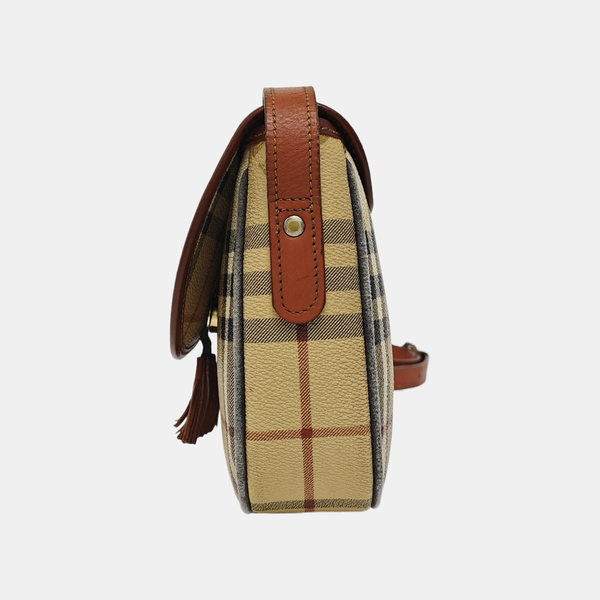 Coated Canvas Crossbody Bag Beige