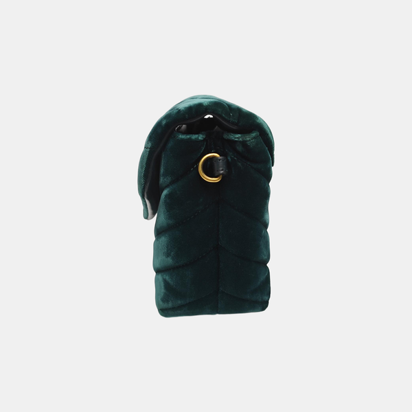 LOULOU Extra Small Chevron Velvet Green