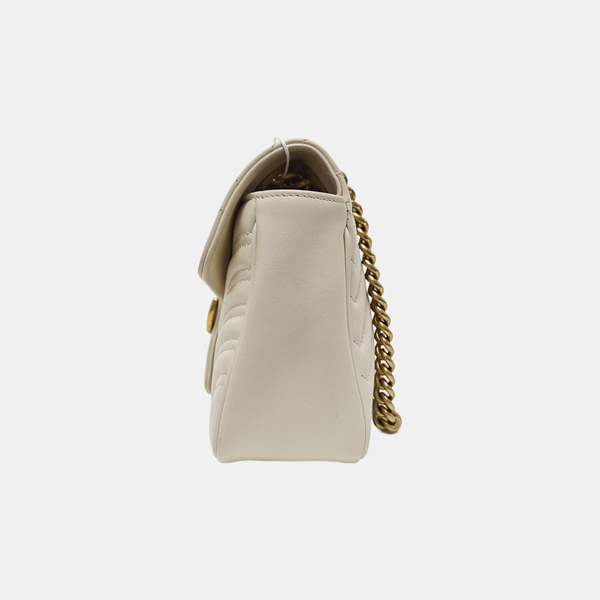 GG Marmont Medium Quilted Calfskin White