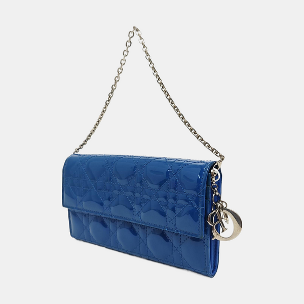 Lady Dior Small Cannage Patent Leather Blue