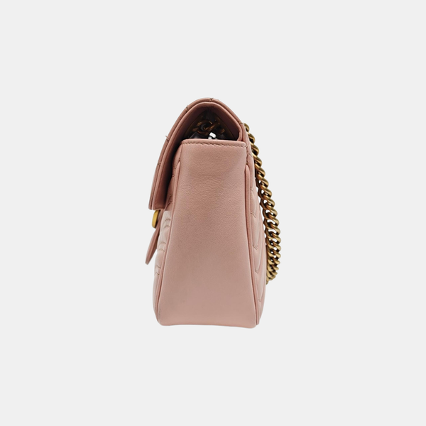 GG Marmont Medium Quilted Calfskin Pink