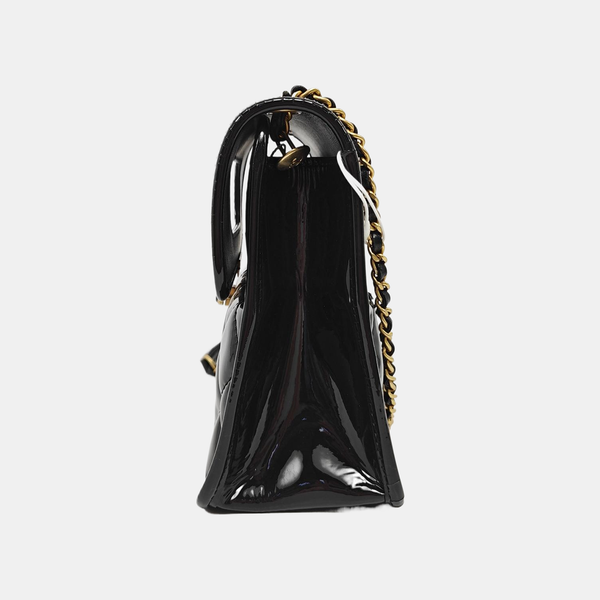 Quilted Patent Leather Mini Black