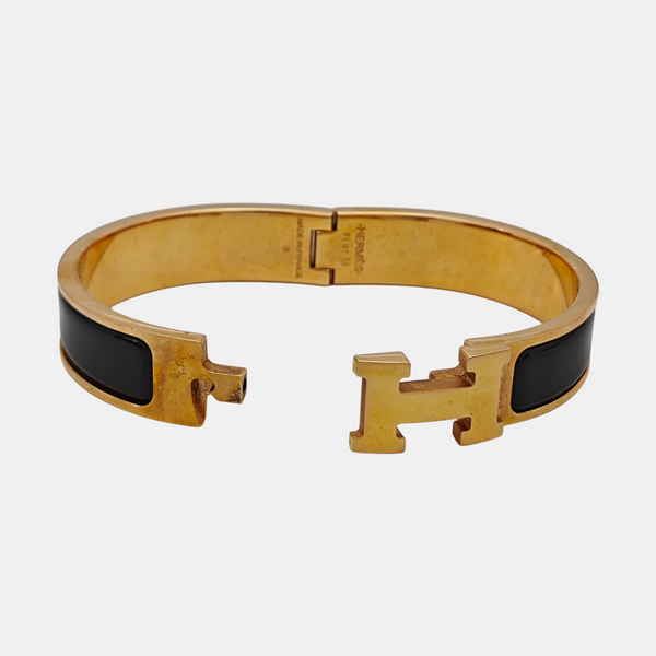 Clic H Metal Black Bangle