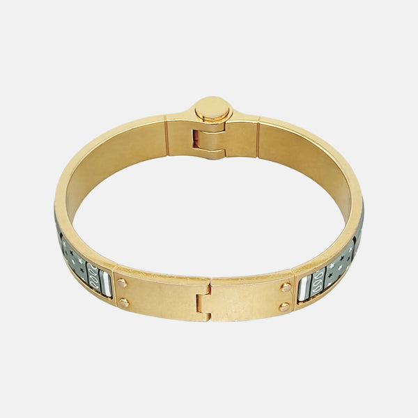 Enamel Hinged Bracelet Metal Gold Bangle
