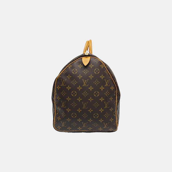 KEEPALL 55 Monogram Coated Canvas Brown