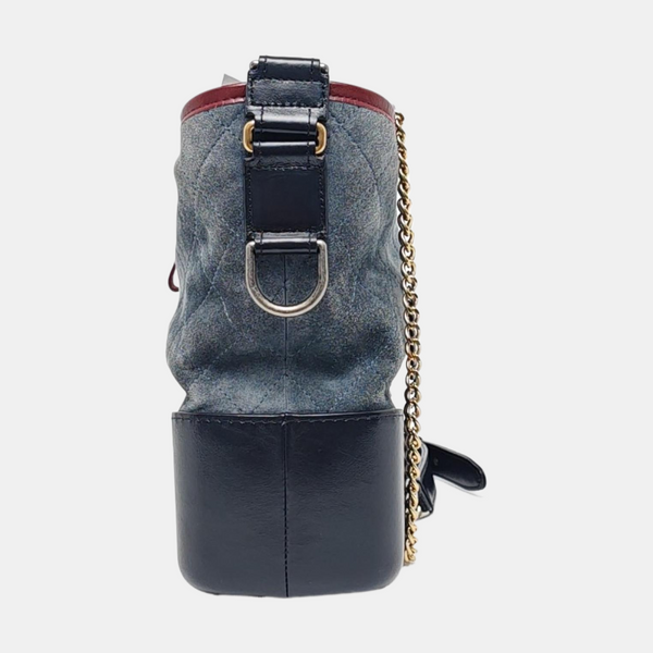 GABRIELLE Medium Quilted Suede Blue